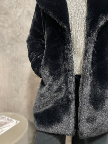Cappotto Ecopelliccia Nera